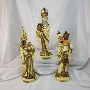 VTG Wolin Japan Three Wise Men Figurine Set 10" Tall Paper Mache Christmas Decor